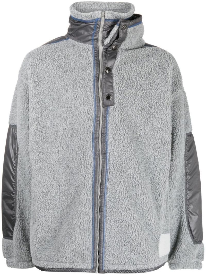Grey Double Collar Fleece Jacket