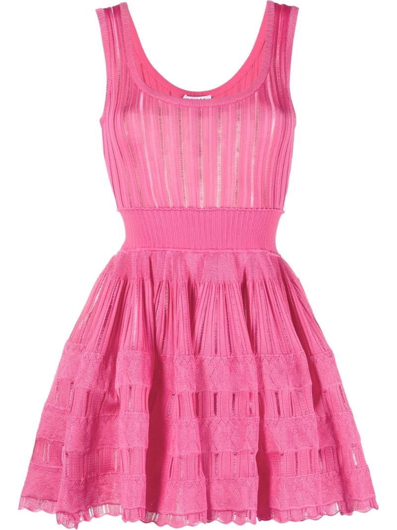 Pink Ribbed Knit Mini Dress