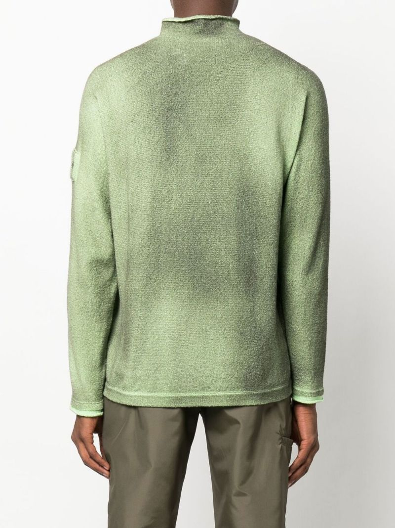 Green Tie-dye Mock Neck Sweater