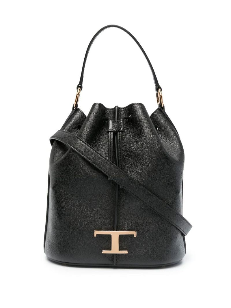 Black Timeless Leather Bucket Bag