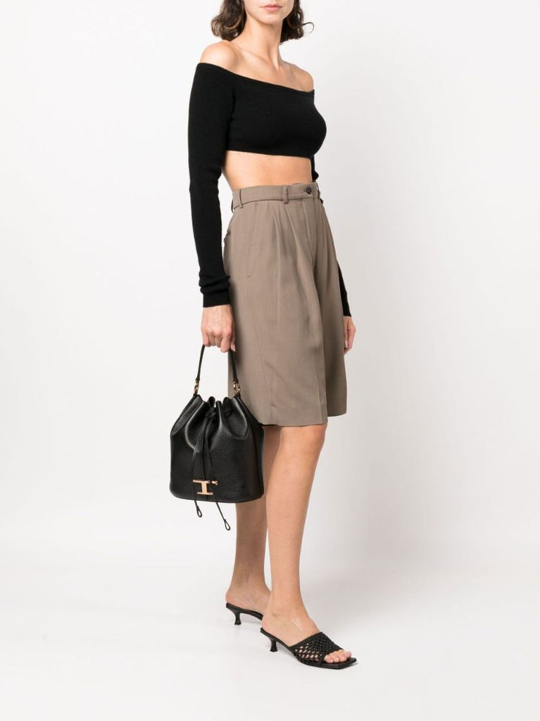 Black Timeless Leather Bucket Bag