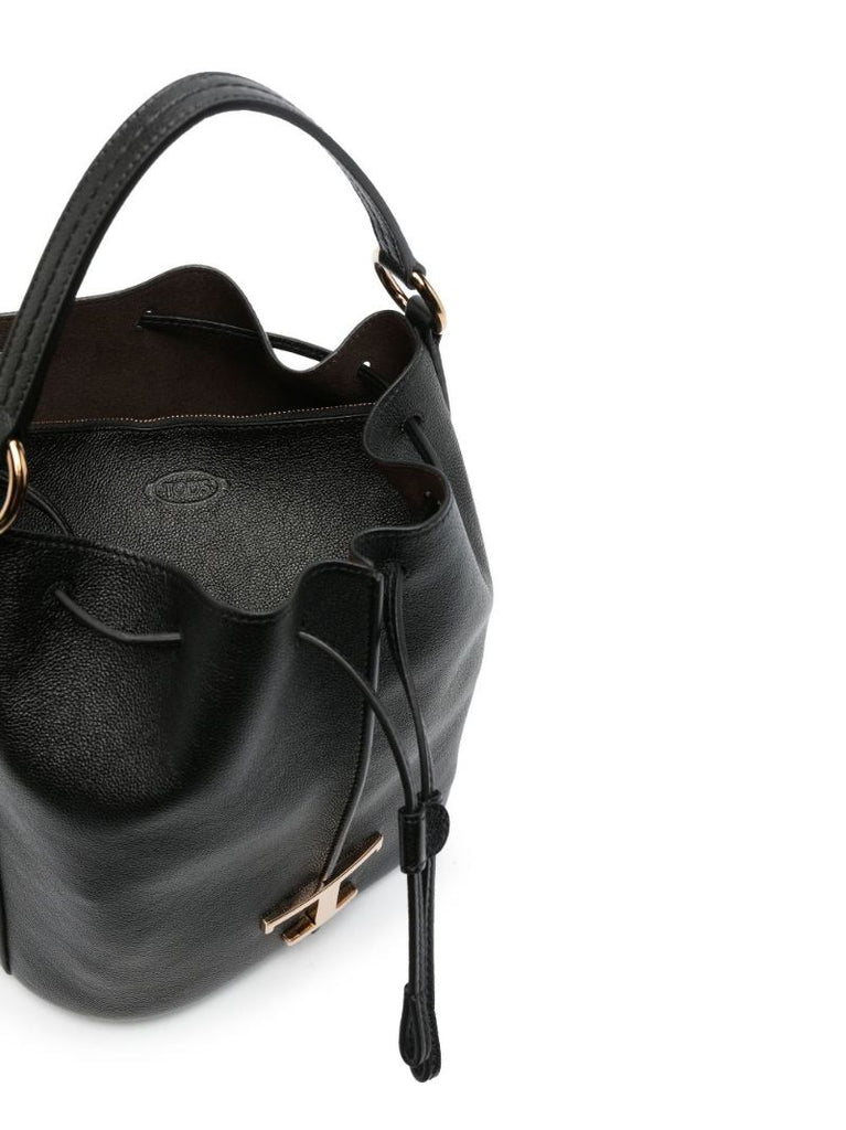 Black Timeless Leather Bucket Bag