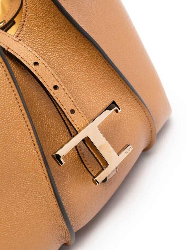 Brown Timeless Shopping Small Leather Tote Bag