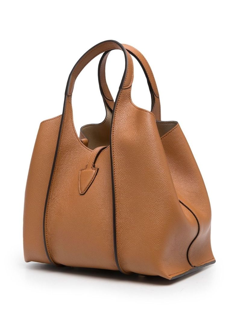 Brown Timeless Shopping Small Leather Tote Bag