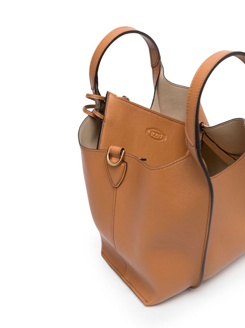 Brown Timeless Shopping Small Leather Tote Bag