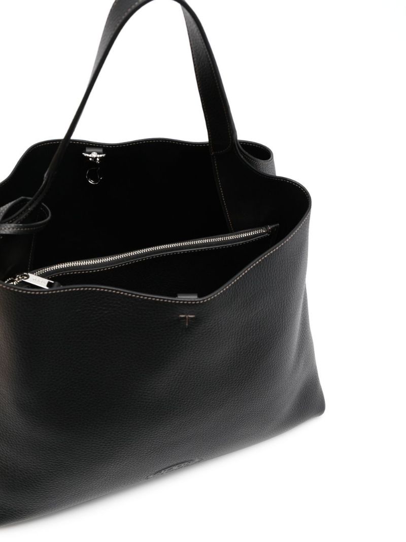 Black Medium Leather Tote Bag