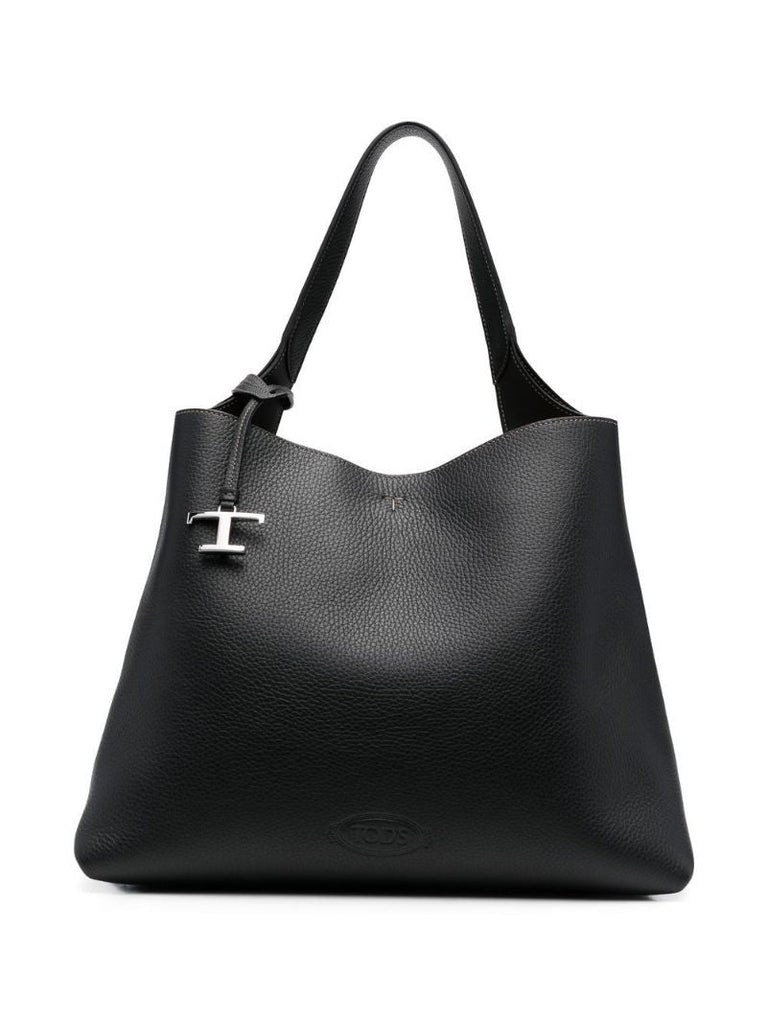 Black Medium Leather Tote Bag
