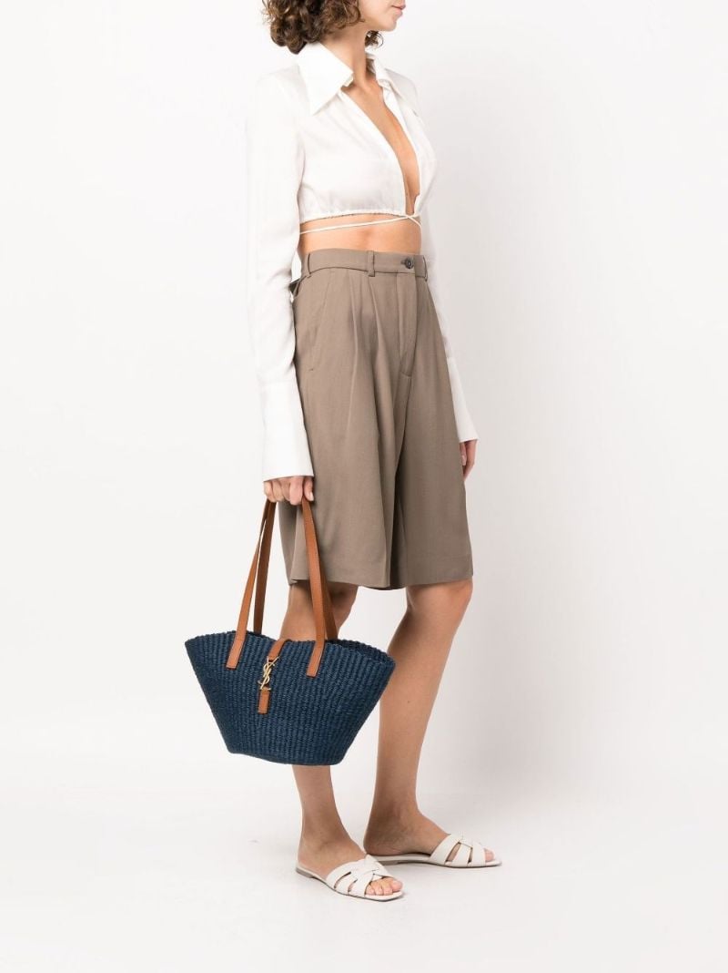 Blue Panier Small Raffia Tote Bag