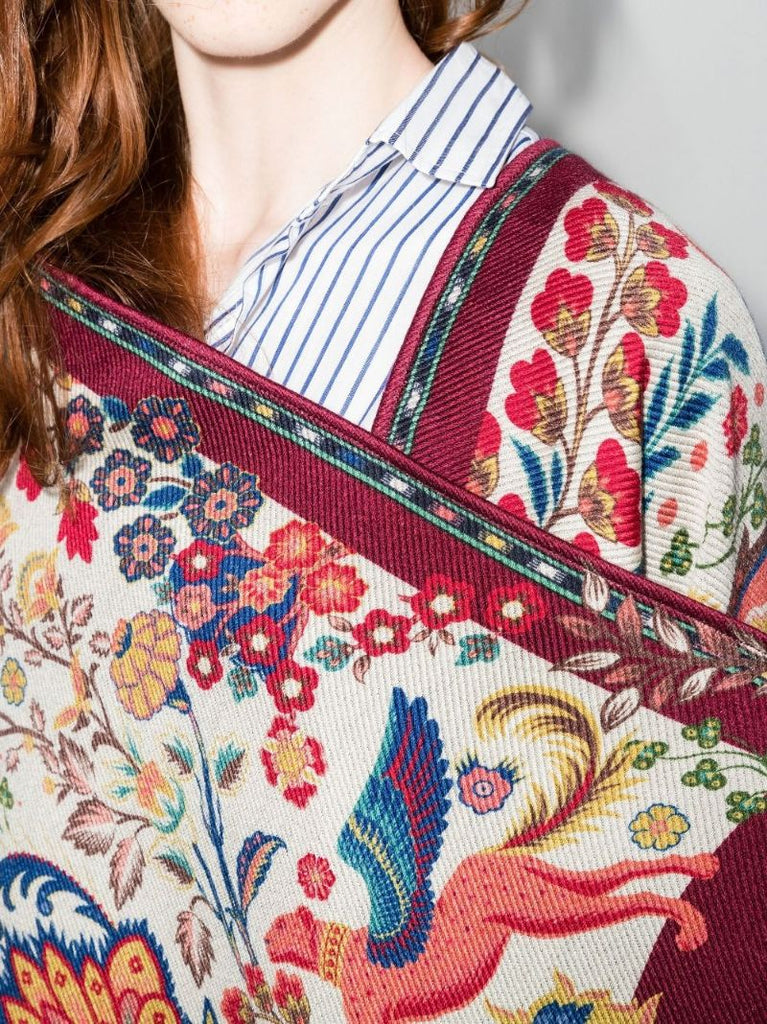 Red Printed Virgin Wool Cape