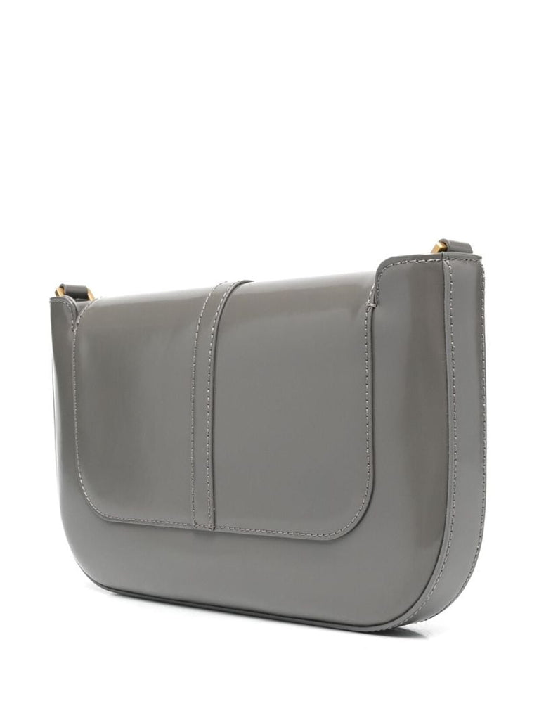 Grey Miranda Lizard Effect Leather Shoulder Bag
