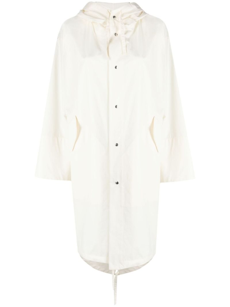 White Logo Print Hooded Parka