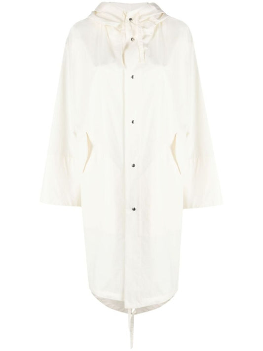 White Logo Print Hooded Parka