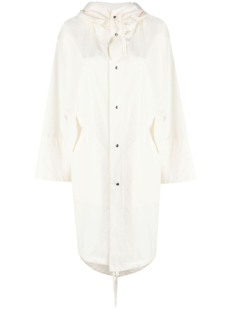 White Logo Print Hooded Parka