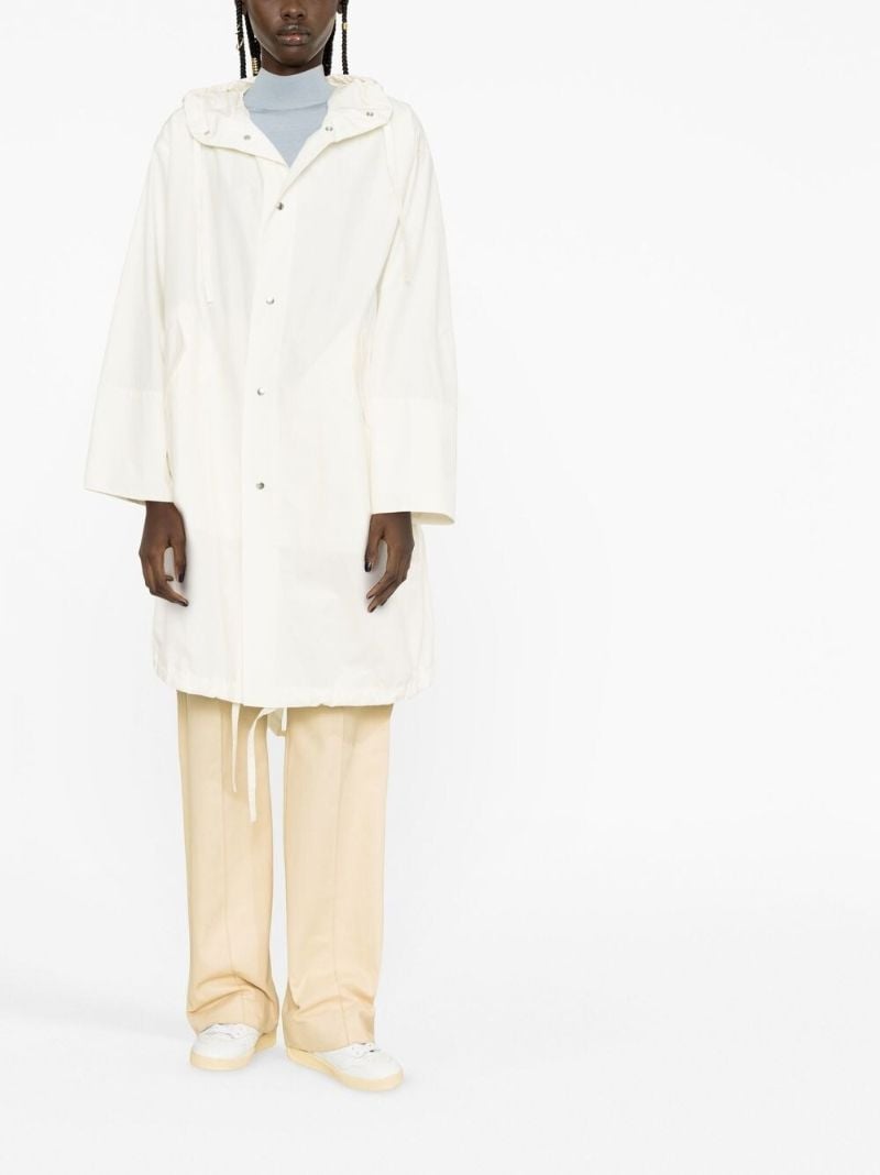 White Logo Print Hooded Parka