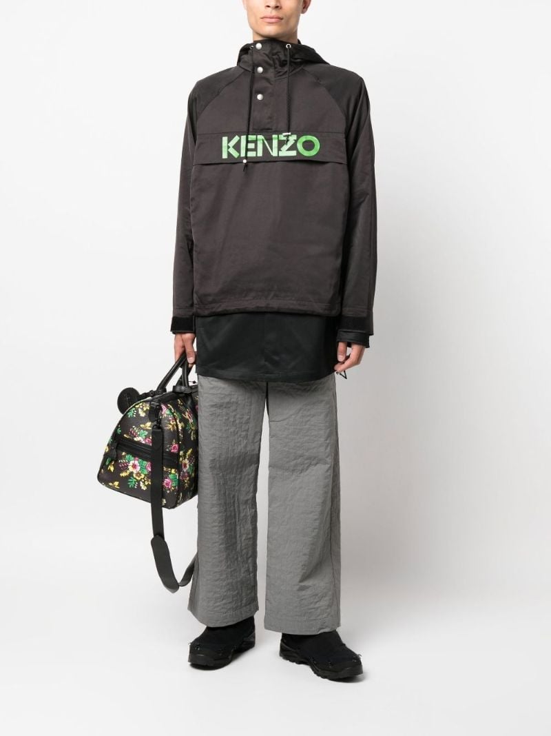 Black Logo Print Hooded Jacket