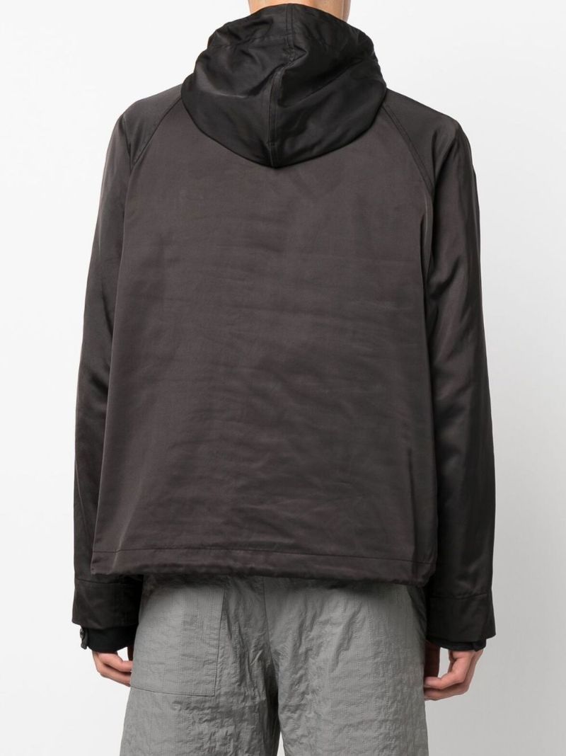 Black Logo Print Hooded Jacket
