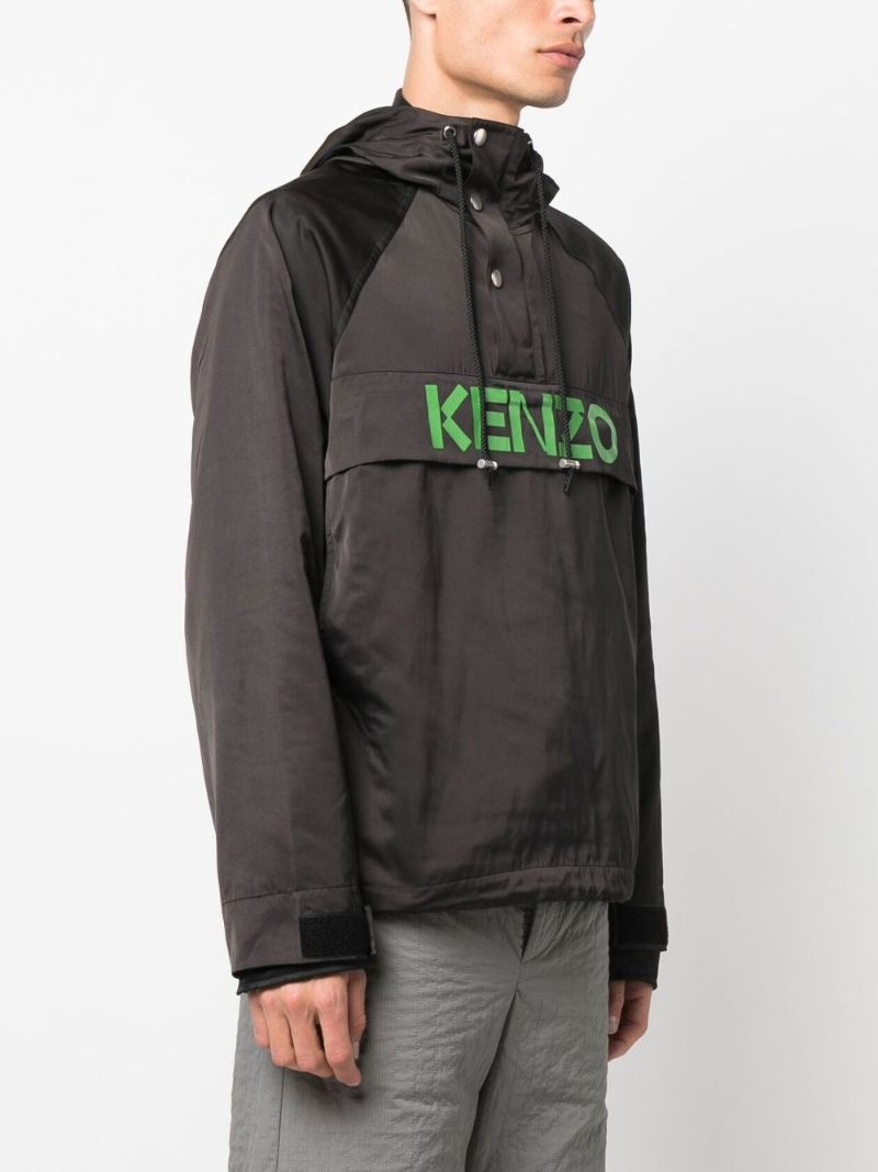 Black Logo Print Hooded Jacket