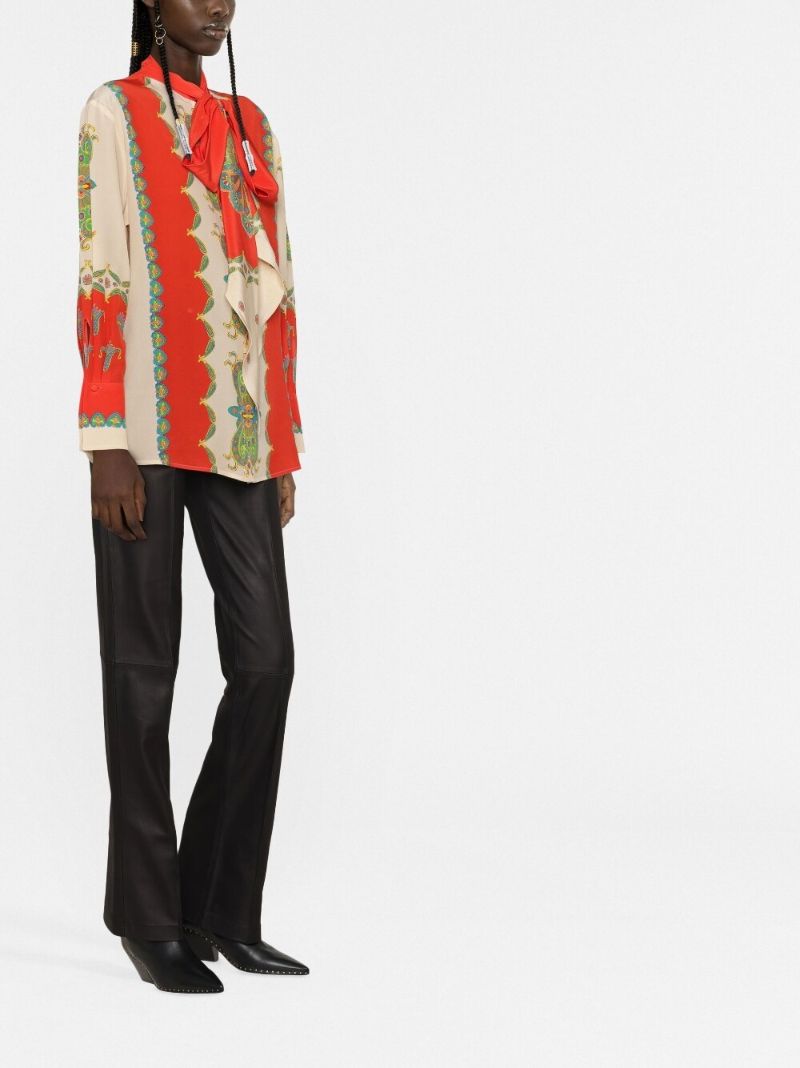Red Santa Barbara Paisley Print Silk Blouse