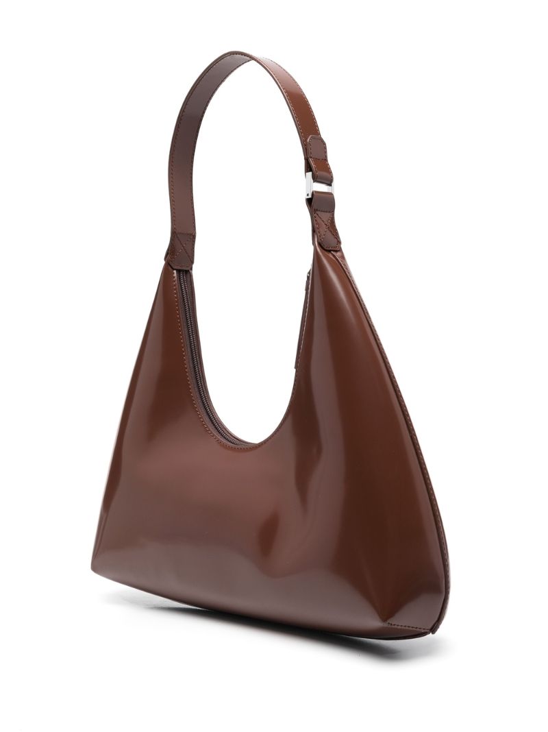 Brown Amber Patent Leather Shoulder Bag