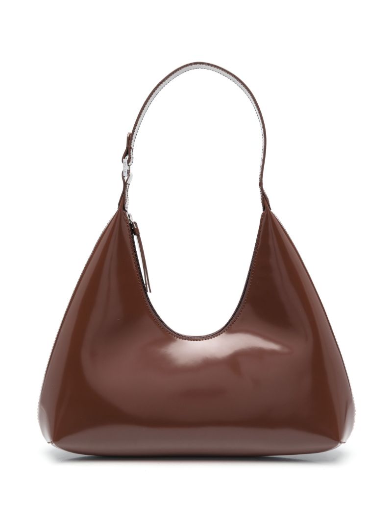 Brown Amber Patent Leather Shoulder Bag