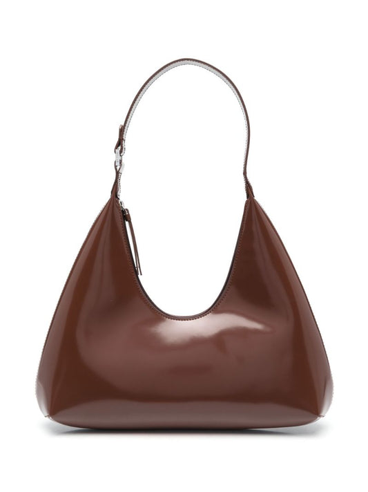Brown Amber Patent Leather Shoulder Bag