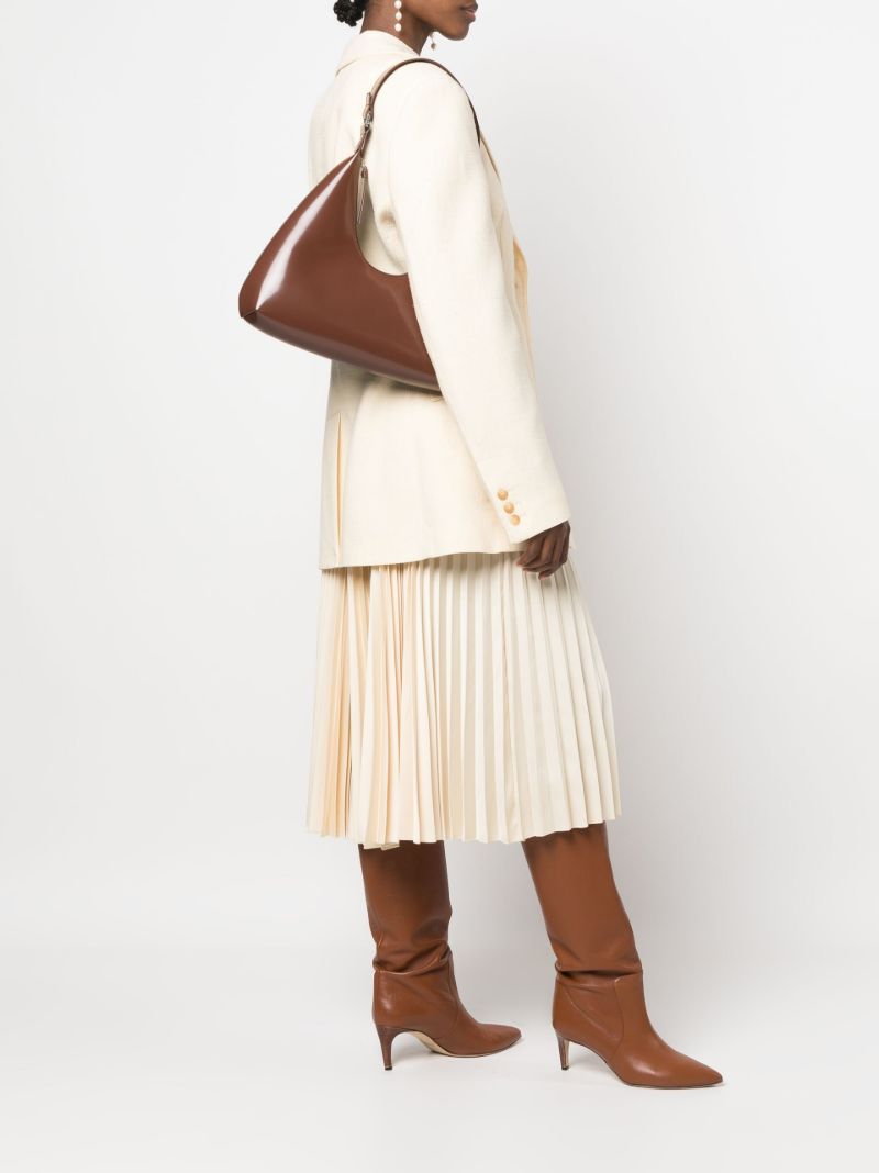 Brown Amber Patent Leather Shoulder Bag