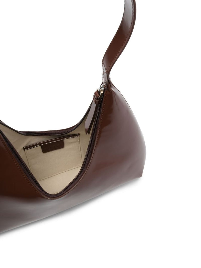 Brown Amber Patent Leather Shoulder Bag
