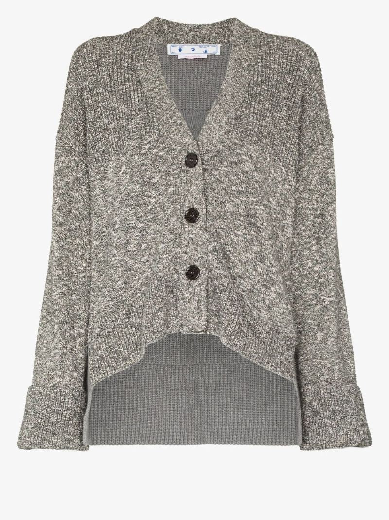 Grey Diag Stripe MÃ_x0083_Â©lange Effect Cardigan