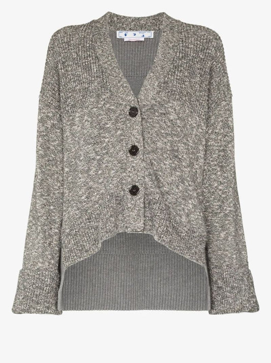 Grey Diag Stripe MÃ_x0083_Â©lange Effect Cardigan