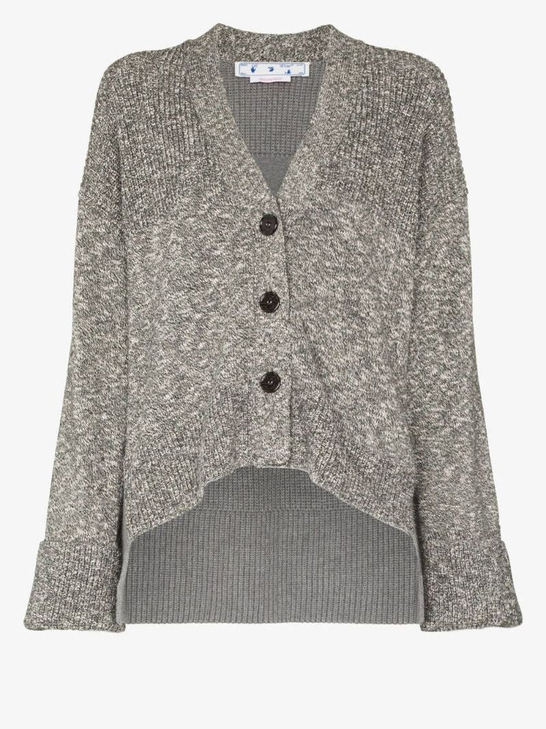 Grey Diag Stripe MÃ_x0083_Â©lange Effect Cardigan