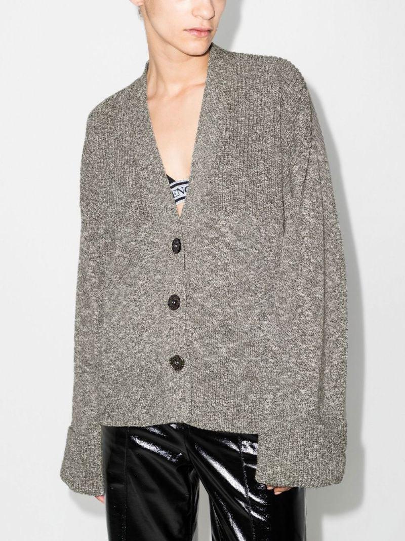 Grey Diag Stripe MÃ_x0083_Â©lange Effect Cardigan