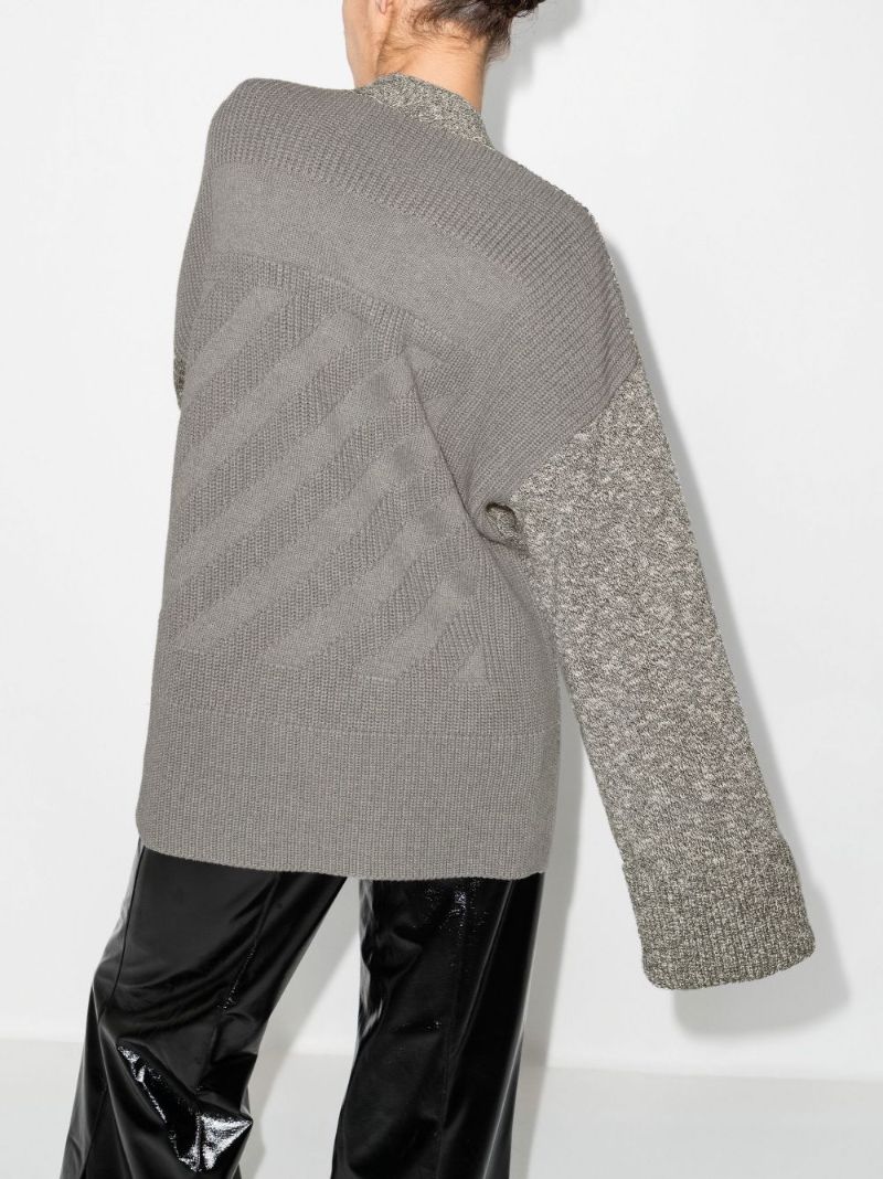 Grey Diag Stripe MÃ_x0083_Â©lange Effect Cardigan