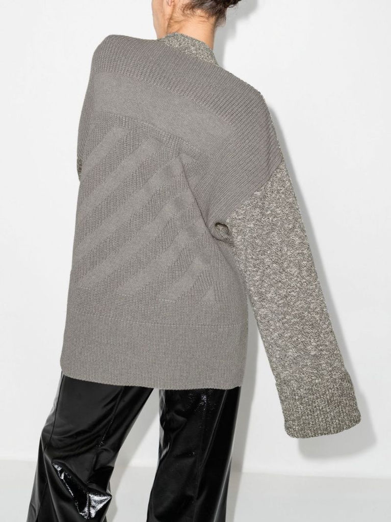 Grey Diag Stripe MÃ_x0083_Â©lange Effect Cardigan