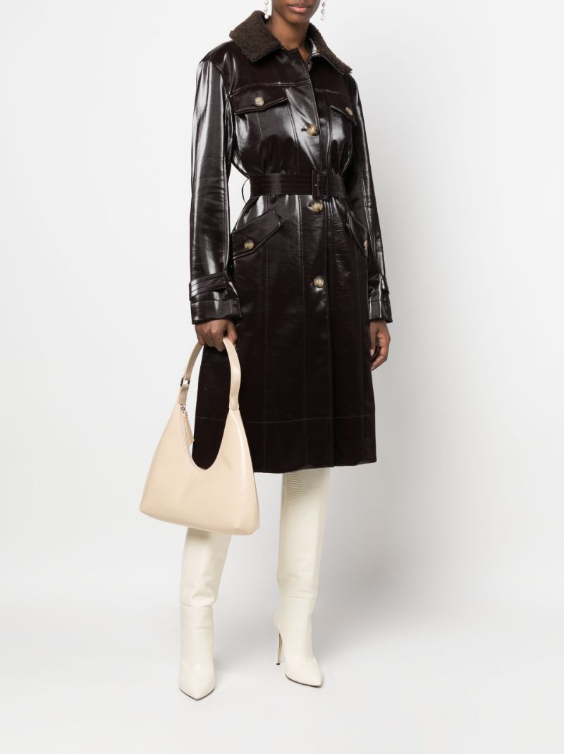 Neutral Amber Patent Leather Shoulder Bag