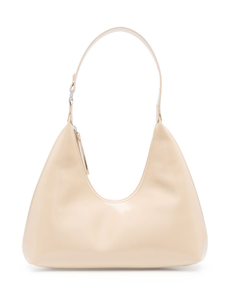Neutral Amber Patent Leather Shoulder Bag