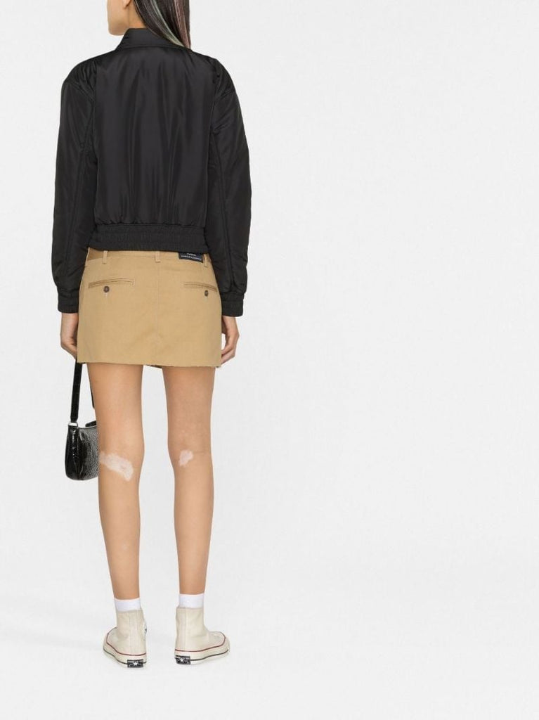 Black Logo Flag Zipped Bomber Jacket