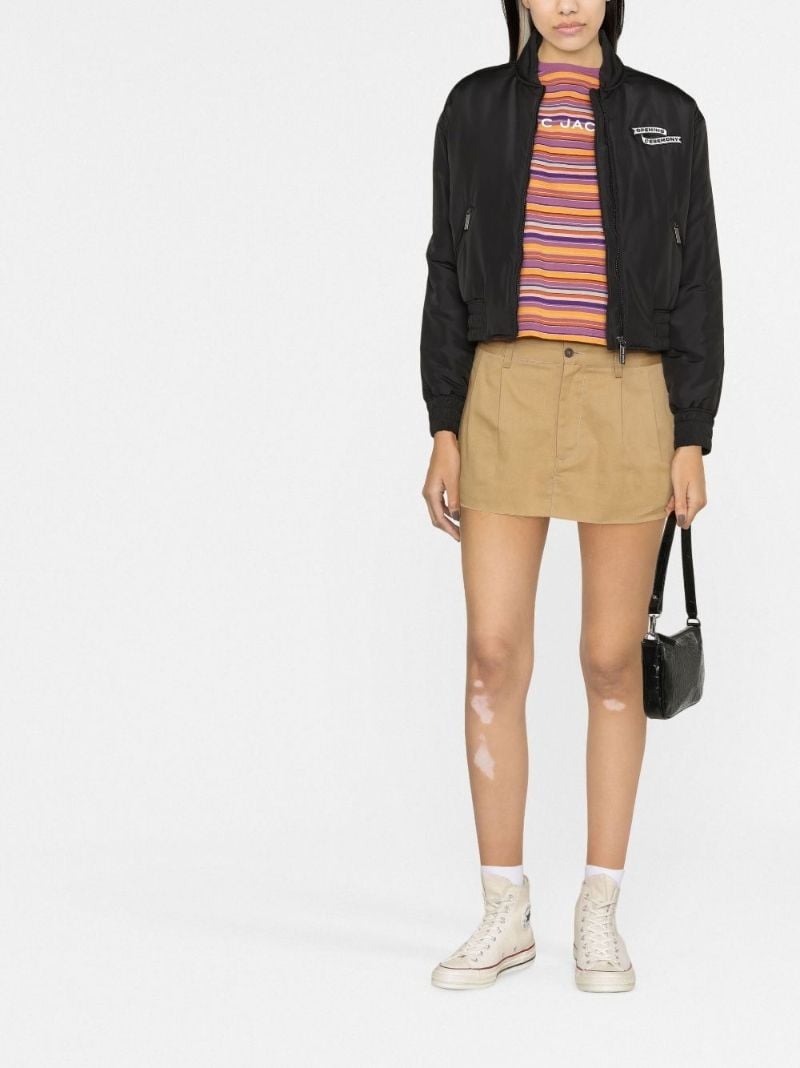 Black Logo Flag Zipped Bomber Jacket