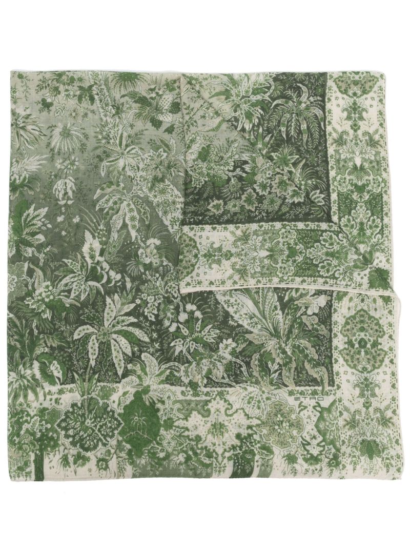 Green Bombay Floral Print Cashmere Scarf