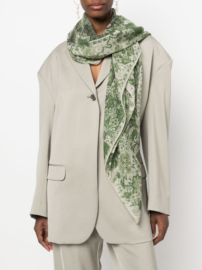 Green Bombay Floral Print Cashmere Scarf