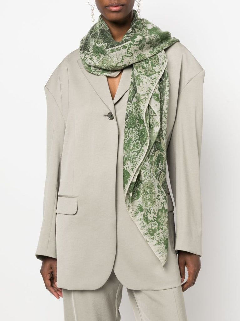 Green Bombay Floral Print Cashmere Scarf