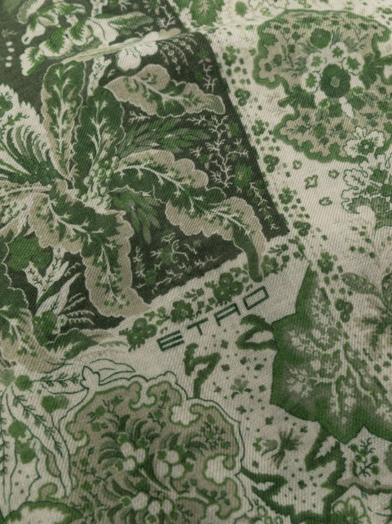 Green Bombay Floral Print Cashmere Scarf