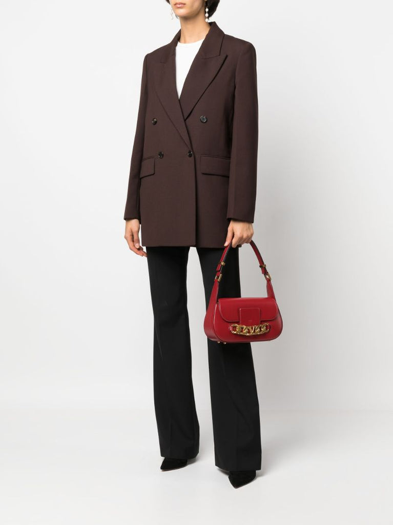 Red Vlogo Chain Leather Shoulder Bag
