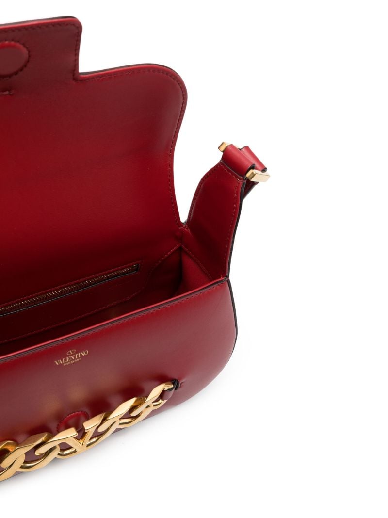 Red Vlogo Chain Leather Shoulder Bag