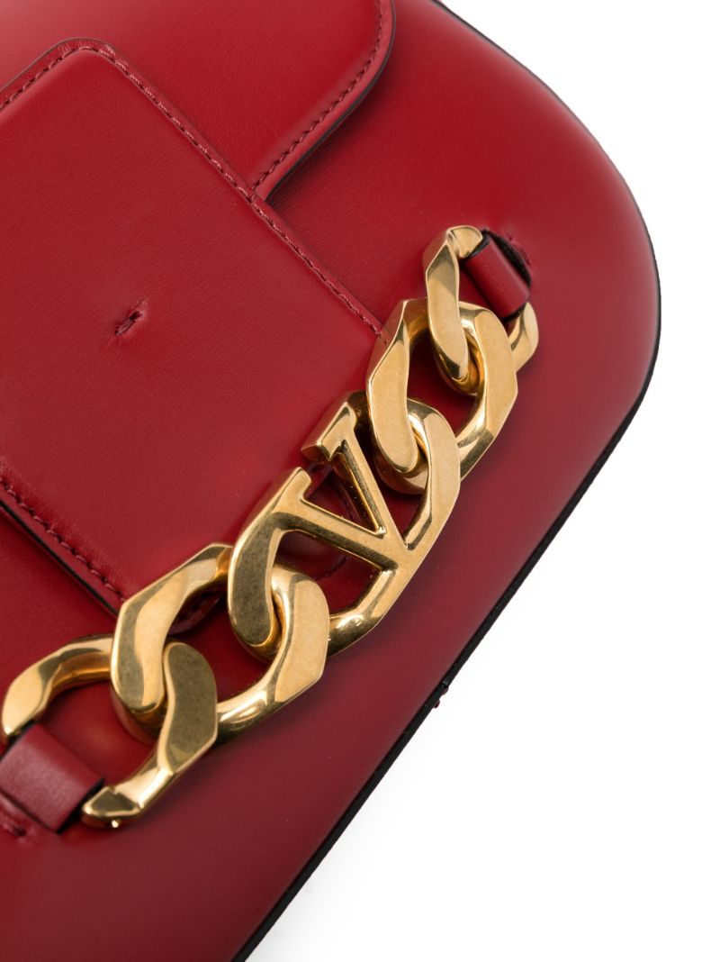 Red Vlogo Chain Leather Shoulder Bag