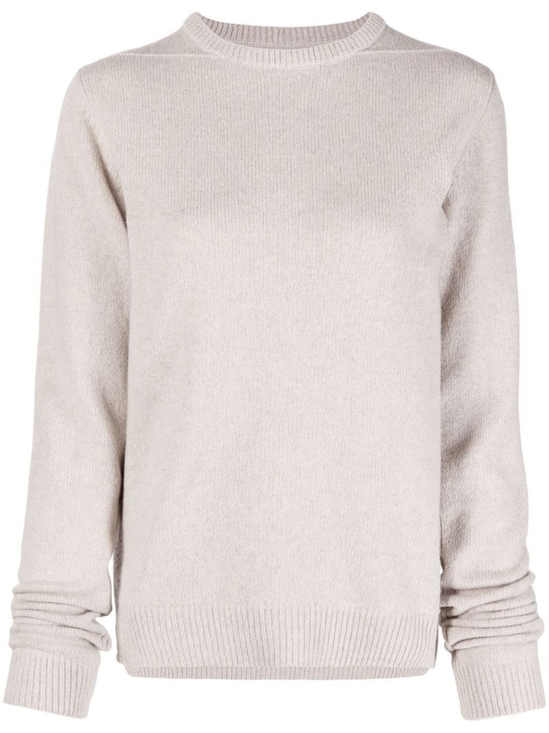 Neutral Crew Neck Cashmere Sweater