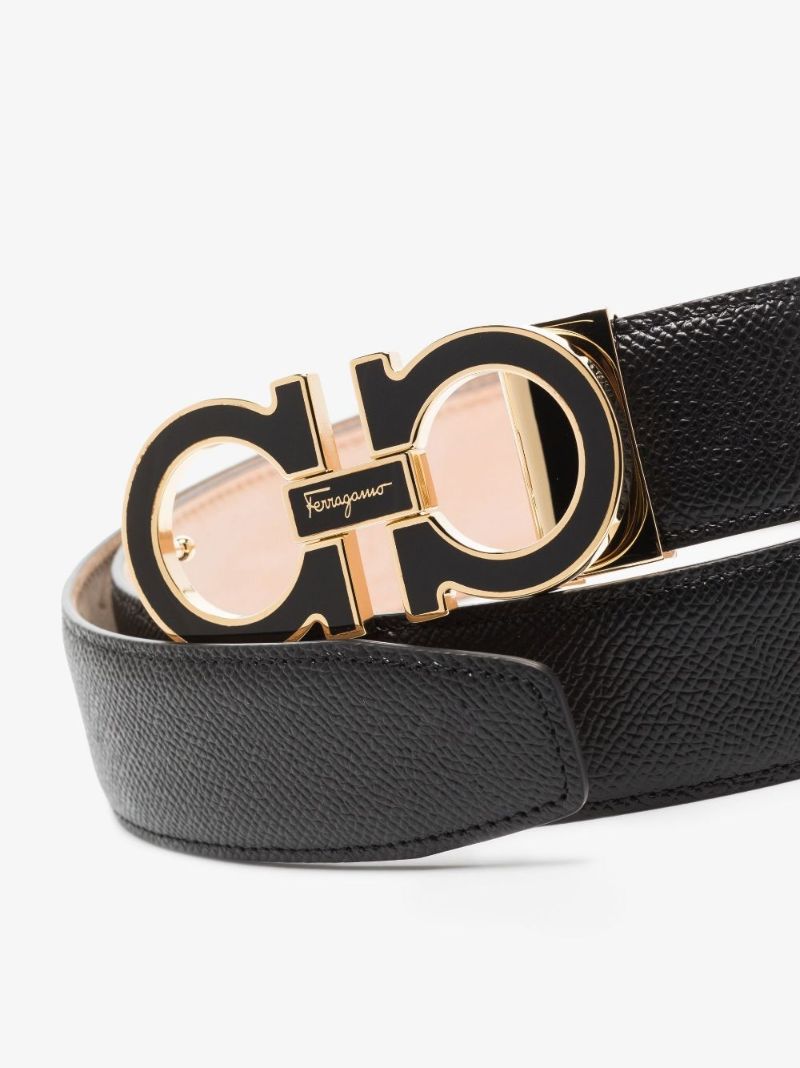 Black Gancini Buckle Leather Belt