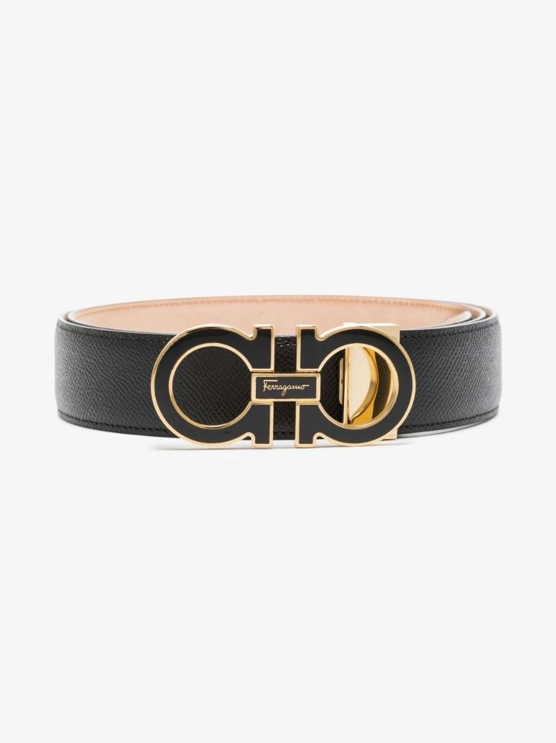 Black Gancini Buckle Leather Belt