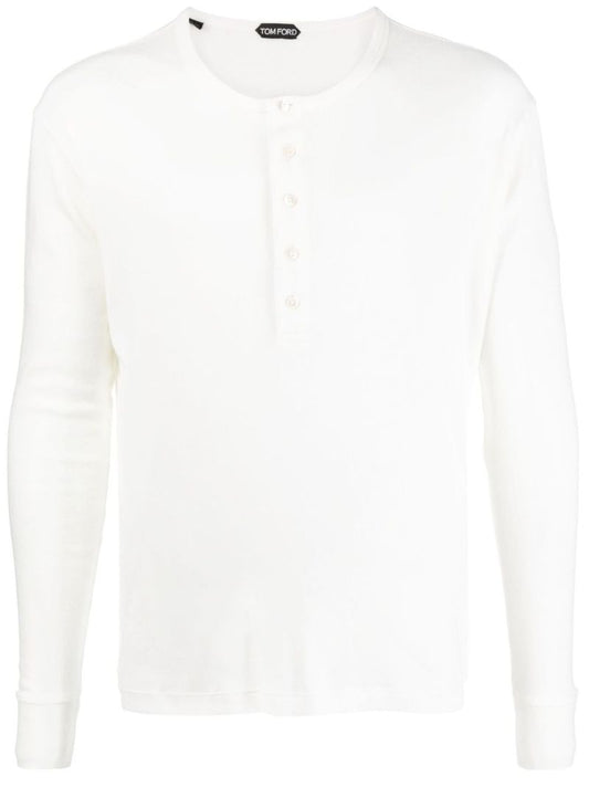 White Long Sleeve Henley T-shirt