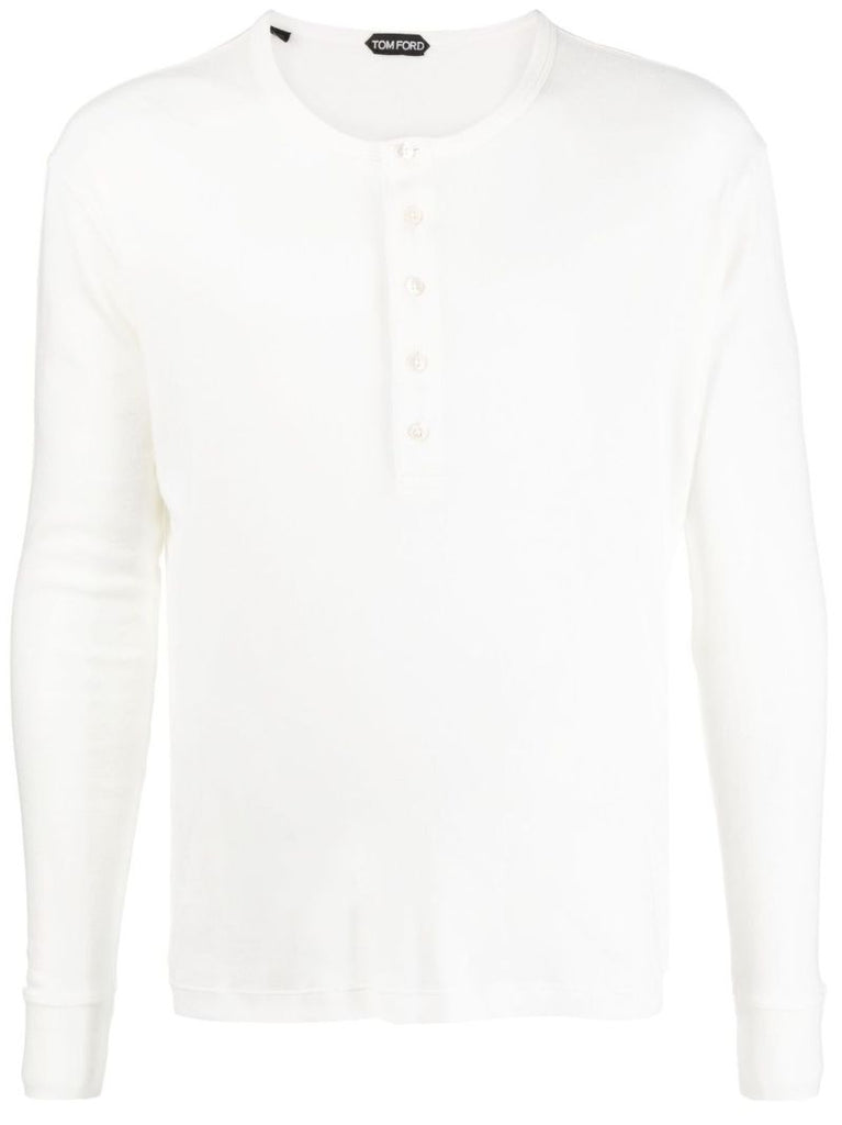 White Long Sleeve Henley T-shirt