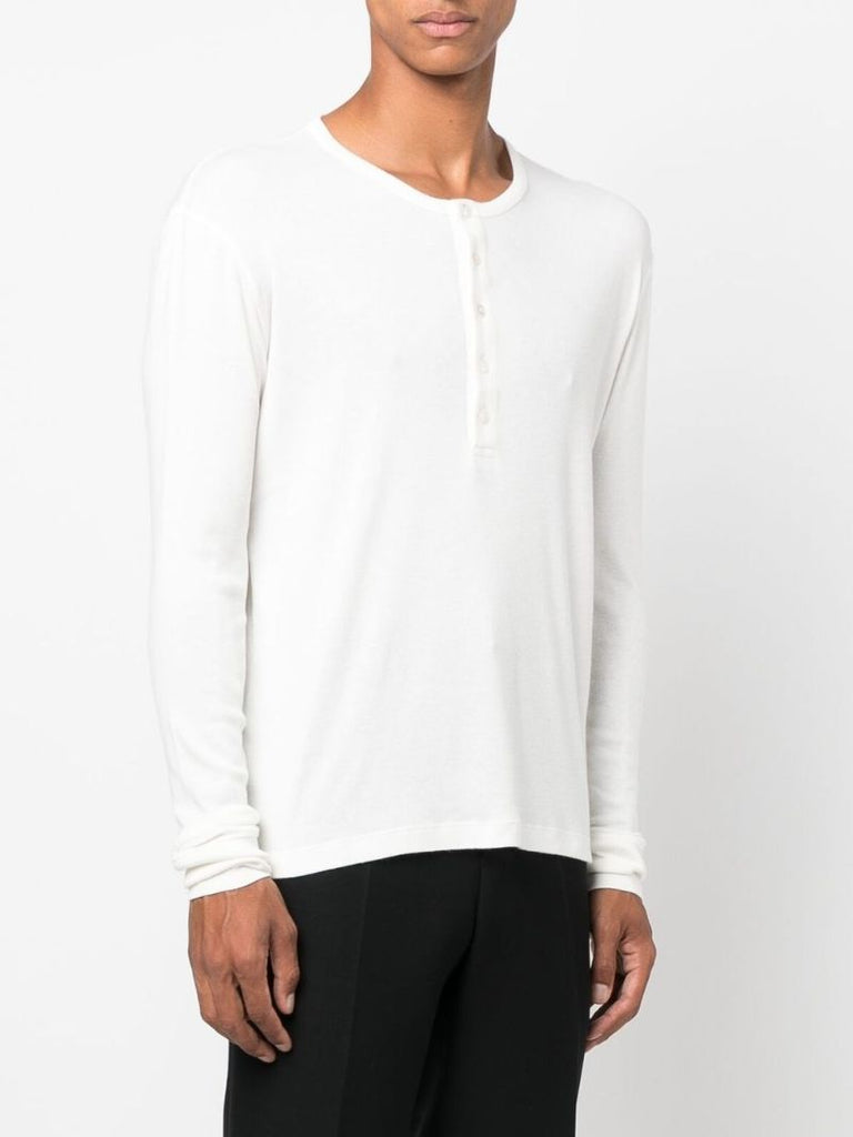 White Long Sleeve Henley T-shirt